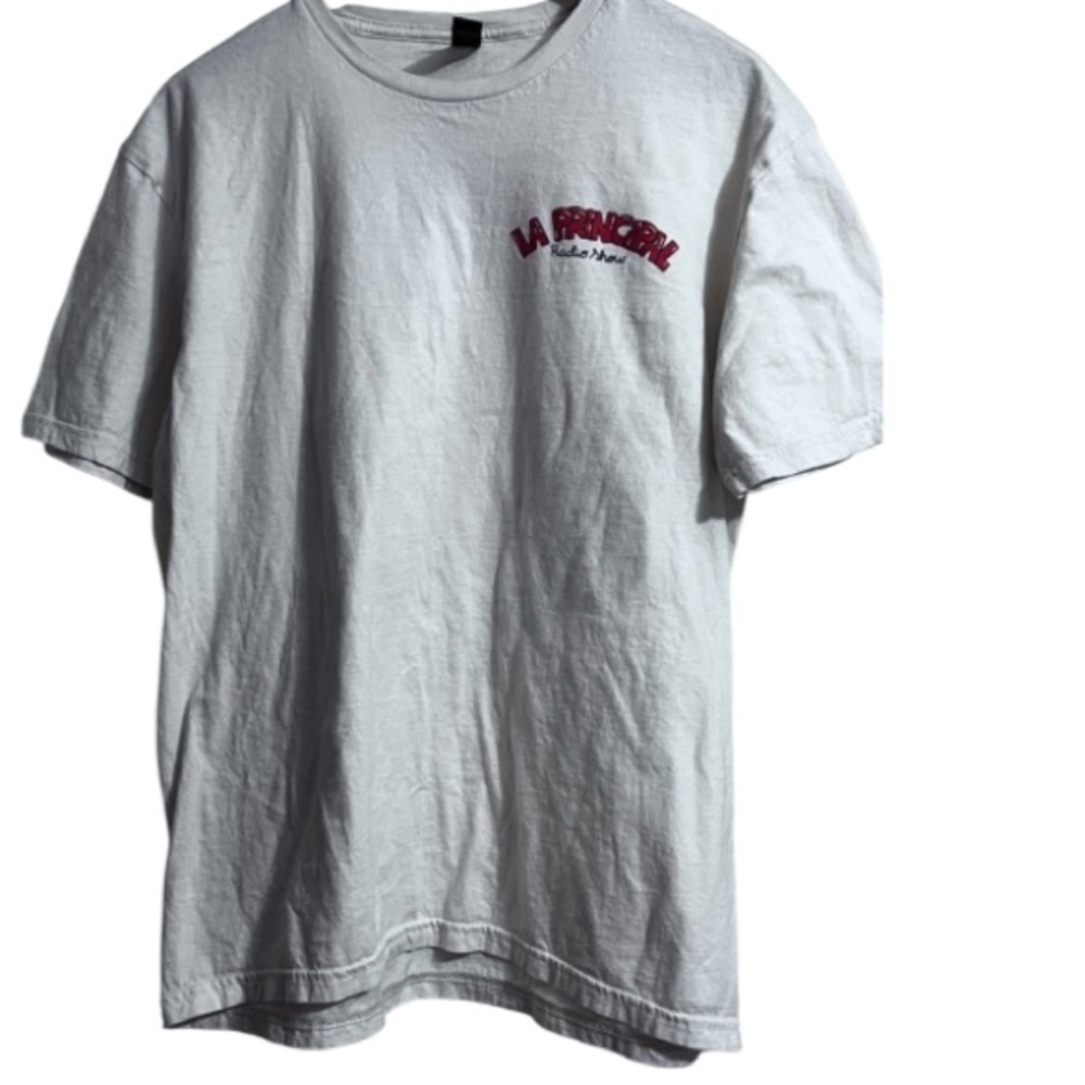La principal Soft Style White Short Sleeve Tee Classic Design Sz L
